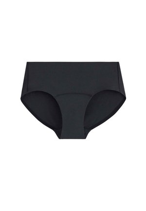 Schwarze Hipster-Unterwäsche aus glattem Stoff. Verfügt über eine tief sitzende Taille, vollständige Abdeckung und keine sichtbaren Nähte.