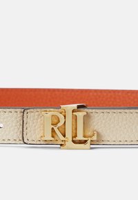 Lauren Ralph Lauren LOGO REVERSIBLE LEATHER SKINNY BELT - Curea - explorer sand/rust orange