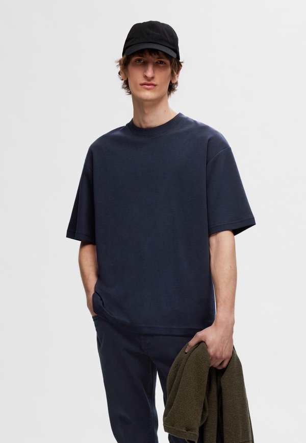 SLH LOOSE OSCAR O NECK TEE - Basic T-shirt - sky captain