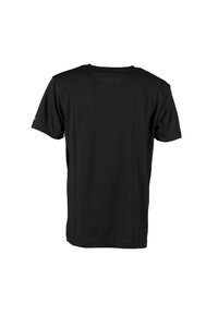 Zwarte katoenen T-shirt met korte mouwen, ronde hals en een ontspannen pasvorm. Heeft een gladde textuur en geen zichtbare graphics of patronen.