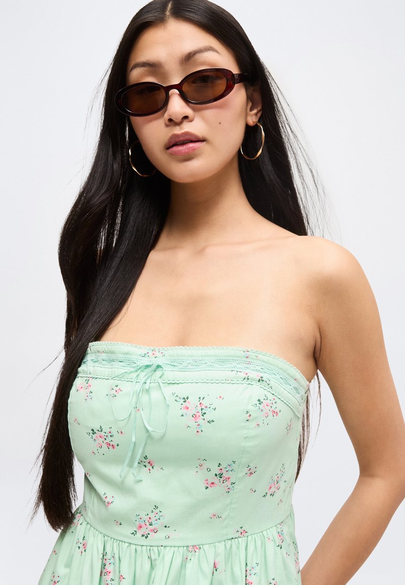 emerson strapless poplin midi dress Abercrombie & Fitch The A&F Emerson Poplin Wide Strap Midi Dress