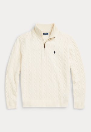 Polo Ralph Lauren, CABLE-KNIT QUARTER-ZIP SWEATER - Πουλόβερ - andover cream