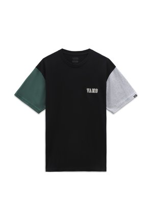 Vans COLORBLOCK VARSITY  - T-Shirt print - black bistro green athletic heather