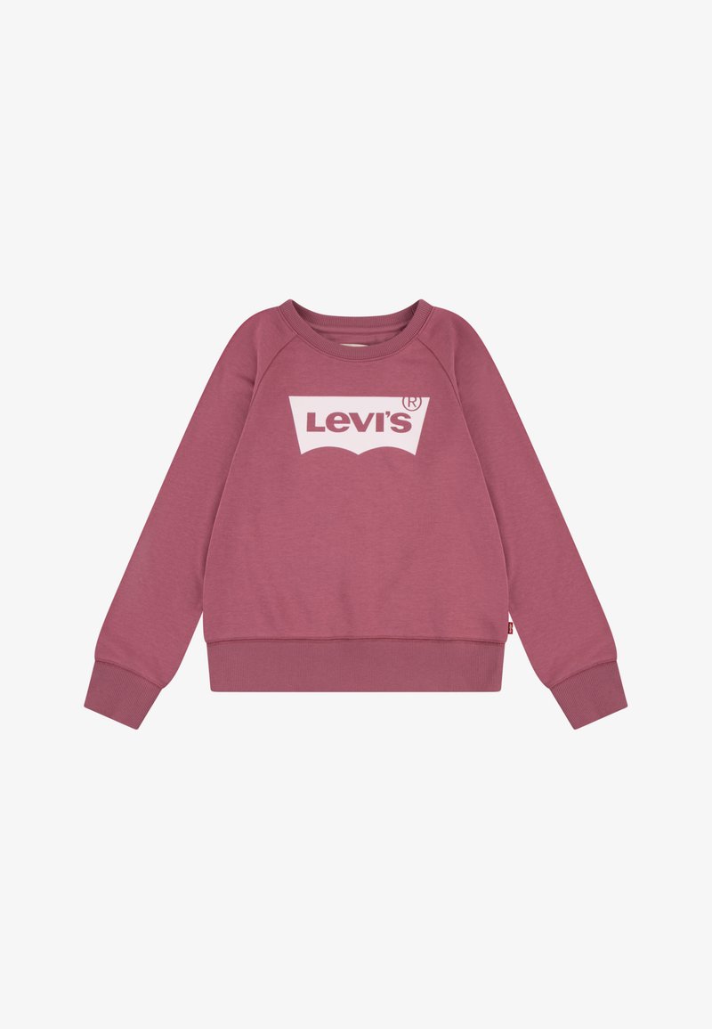 Felpa rosa con collo tondo e maniche lunghe a raglan. Caratterizzata da un logo bianco di Levi's al centro e polsini e orlo a costine.