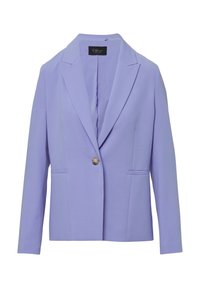 Lavendel blazer van gladde stof, met een enkele knoopsluiting, gekleurde revers en twee voorke pockets.