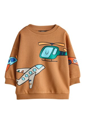 Next, REGULAR FIT - ALL OVER PRINTED CREW . - Mikina - tan brown
