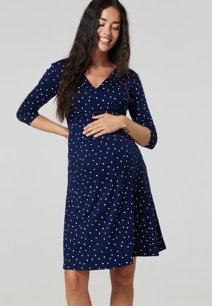 SKATER MATERNITY - Day dress - navy with small white dots