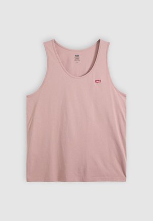 Lichtroze mouwloze tanktop met een ronde hals en klein rood Levi's-logo op de linkerbovenborst.