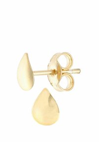 Boucles d'oreilles pendantes en finition dorée en forme de goutte avec une finition polie et un fermoir papillon sécurisé.