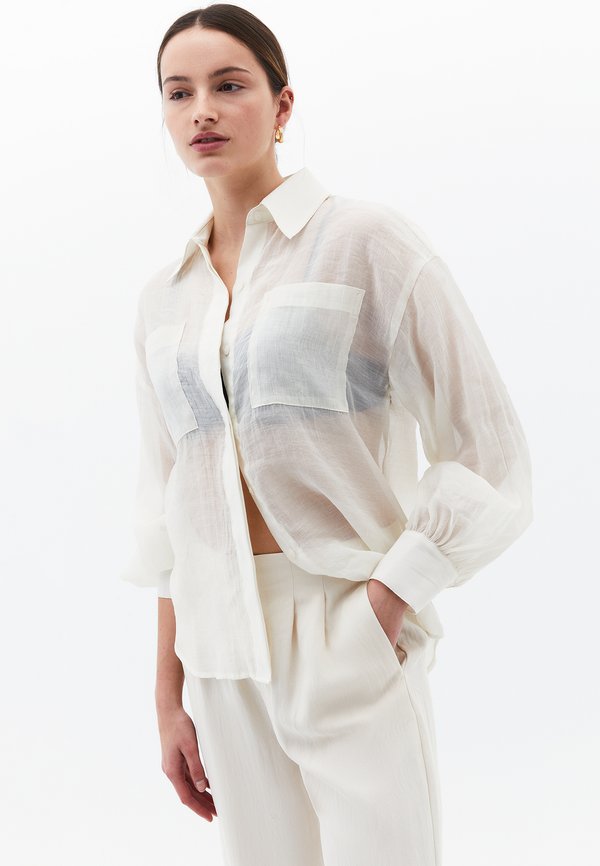 MIT BRUSTTASCHEN - Hemdbluse - almond milk