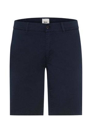 Marineblaue, maßgeschneiderte Herren-Shorts mit Gürtelschlaufen, Knopfverschluss und verdecktem Reißverschluss, Marke Brax.