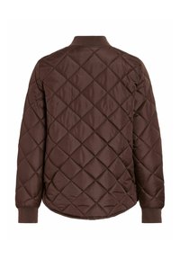 Veste matelassée marron avec motif de couture en losanges, poignets et col côtelés, vue de dos sur fond blanc.