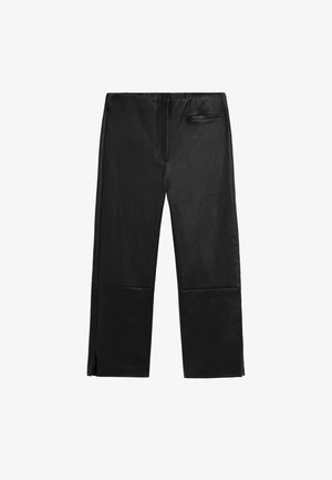Massimo Dutti, LEATHER CAPRIS - Pantaloni di pelle - black