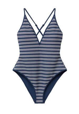 & OTHER STORIES, & OTHER STORIES CROSS-BACK V-NECK SWIMSUIT - Maillot de bain - blue white