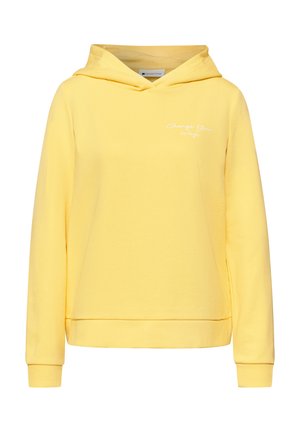 Geel hoodies met lange mouwen en de tekst "Change Your Ways" wit gedrukt op de linkerborst.