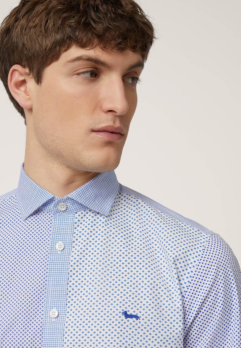 Cromoncent Camicia Uomo Maniche Lunghe Con Cravatta E Fazzoletto: Set Elegante, Blu, Small - 4