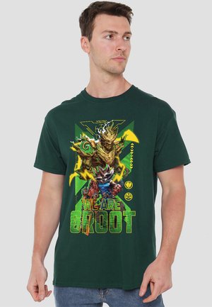 Print T-shirt - mottled dark green