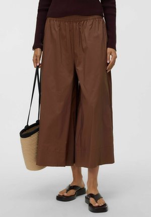 Vero Moda WIDE-LEG TROUSERS VMFRIBA HIGH WAIST TROUSERS - Pantalon classique - cocoa brown