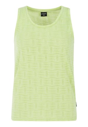Canotta verde chiaro in un tessuto a rete traspirante con un motivo a griglia testurizzato. Collo rotondo classico e design senza maniche.