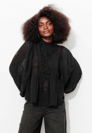 PLUMETIS BRODÉE PERLÉE - Blouse - noir