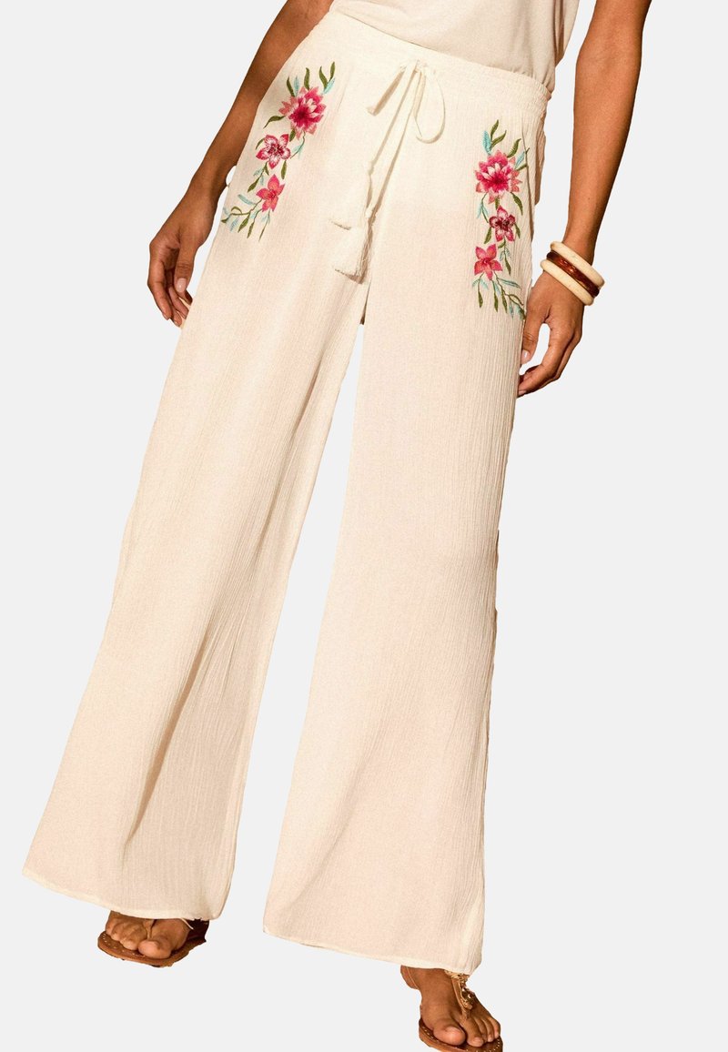 Love & Roses - REGULAR FIT - EMBROIDERED  - Trousers - white, Enlarge