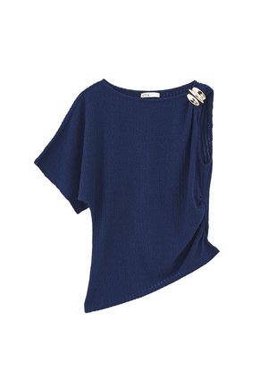 OXXO, ASYMMETRIC BOAT NECK  - T-shirt print - navy peony