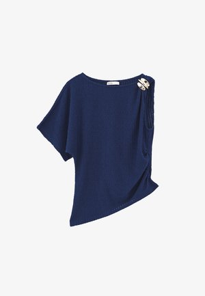 OXXO, ASYMMETRIC BOAT NECK - T-shirt print - navy peony