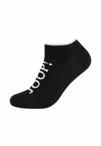 Calza nera alla caviglia realizzata in cotone con un motivo a logo bianco recante la scritta "JOOP!" sul lato. Presenta una punta arrotondata e un bordo a contrasto.