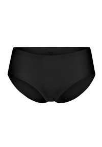 Mutandine seamless nere da donna, tessuto liscio con vita a mezza altezza e design a copertura totale.