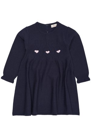 CABLE DRESS HEARTS - Strikket kjole - navy