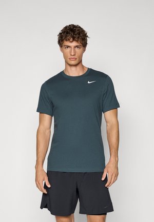 CREW SOLID - Sport T-shirt - seaweed/white