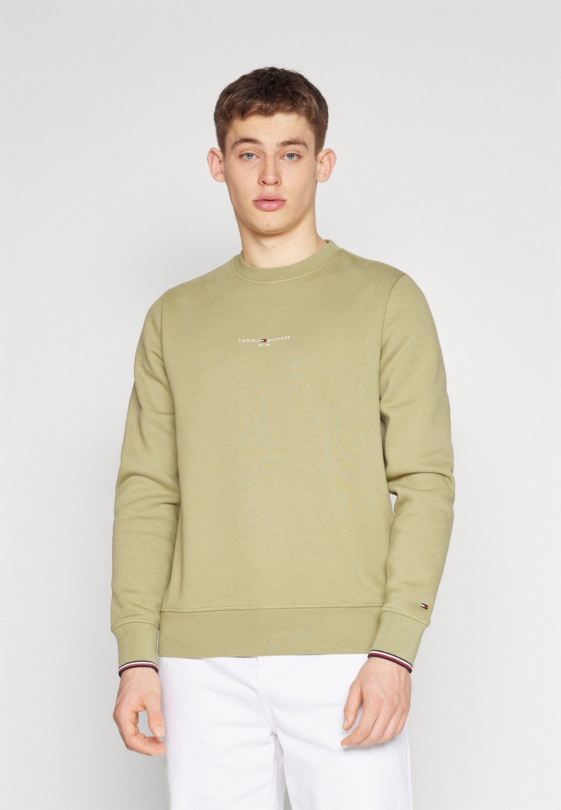 Tommy Hilfiger LOGO TIPPED CREWNECK - Mikina - faded olive