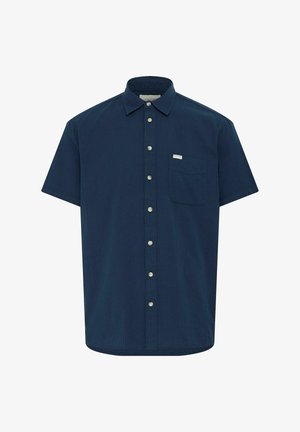 Lühikeste käistega tumehall särk, mis on valmistatud tekstuurist kangast, omab nööpidega eesmist osa, kahte rinna taskut ja väikest logo sildit vasakul poolel.