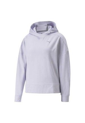Hell-lavendelfarbener Hoodie mit langen Ärmeln und kleinem Puma-Logo auf der linken Brust, mit lockerem Schnitt und gerippten Bündchen.