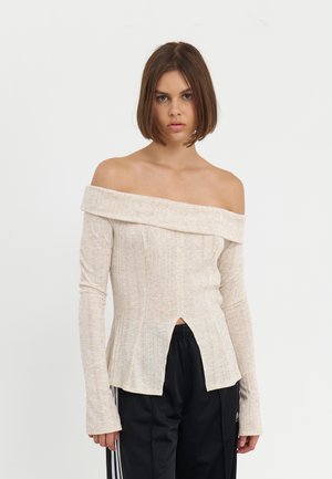 Topper langermet - mottled beige