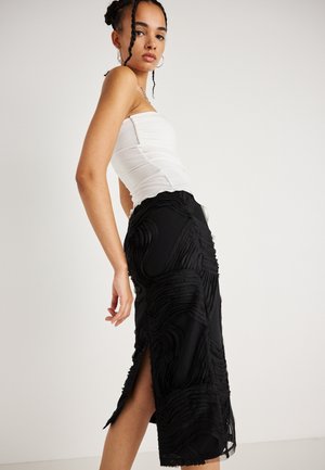 STRUCTURED MIDI SKIRT - Fustă tip creion - black