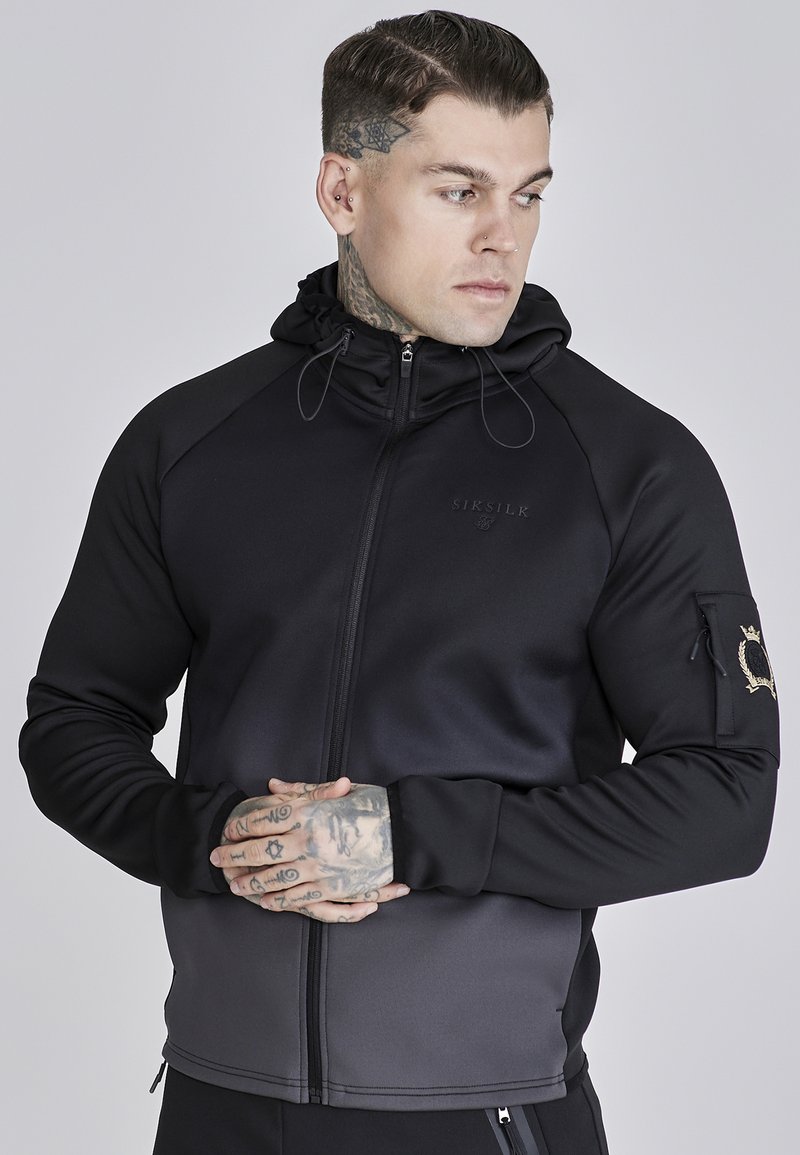 SIKSILK FULL HOODIE - Bluză de molton cu fermoar - black