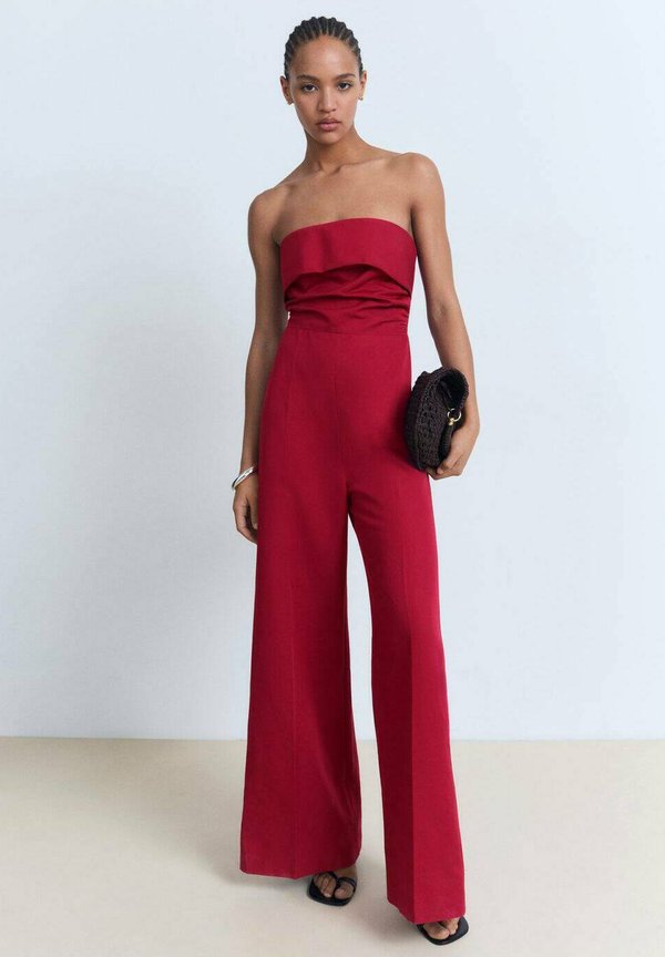 LONG STRAPLESS - Jumpsuit - dark orange