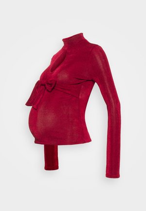CUT OUT TIE FRONT TOP - T-shirt básica - dark red