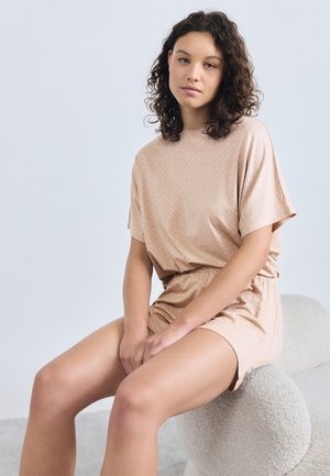 BOSS LOGO SHORTS - Pyjama bottoms - light beige