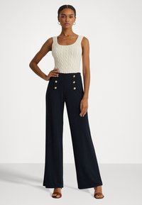 Lauren Ralph Lauren STRETCH JERSEY WIDE LEG PANT - Hlače - navy