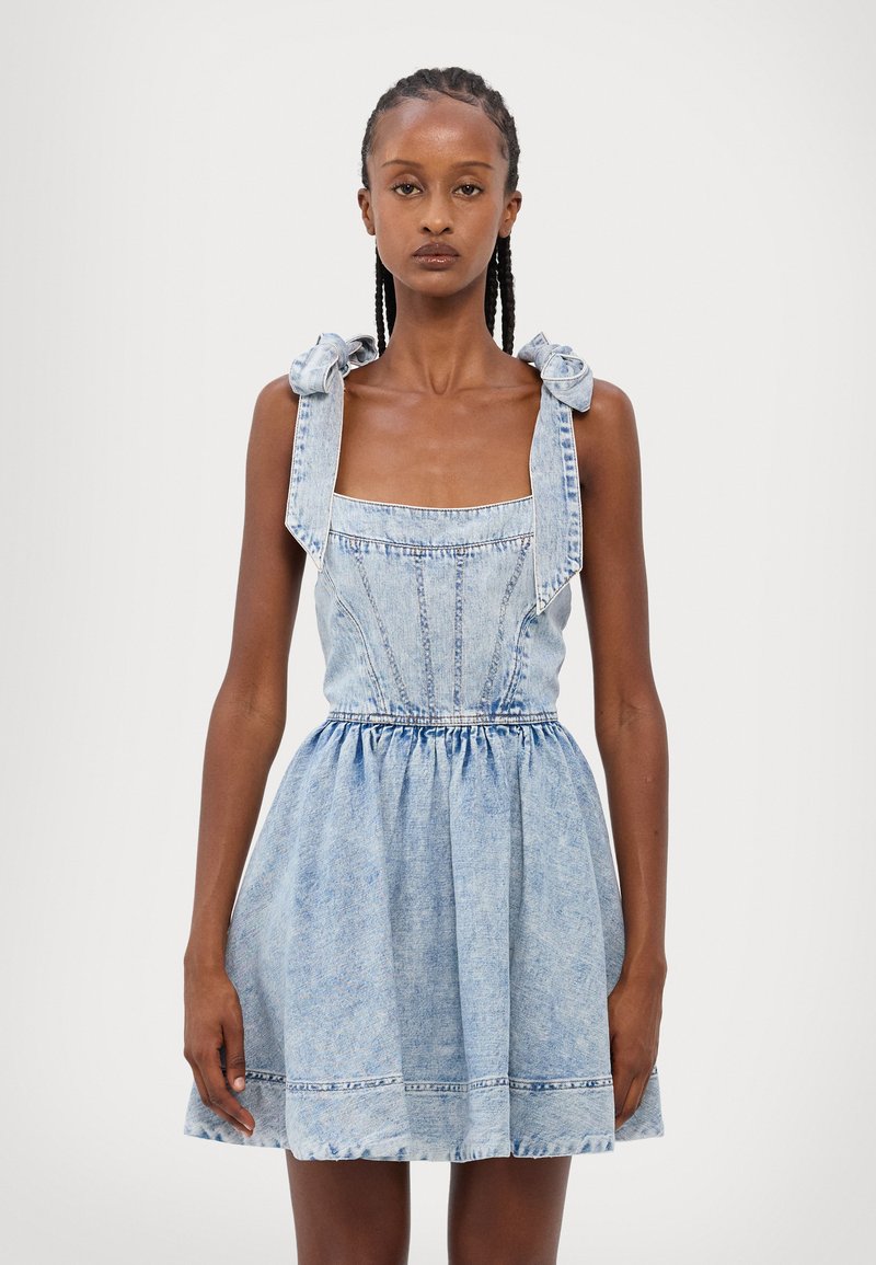 Alice + Olivia AMINA CORSET DRESS - Denim dress - fae ultra light blue/light blue - Zalando Alice + Olivia AMINA CORSET DRESS - Denim dress - fae ultra light blue/light blue - Zalando