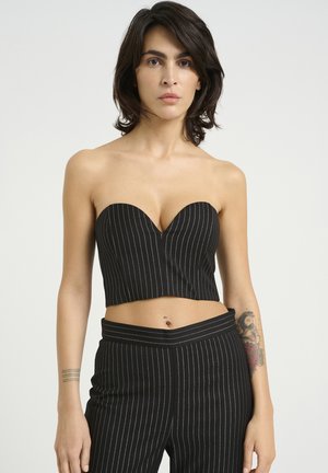CAYLINAGZ CORSAGE - Tops - blackpinstripe lurex