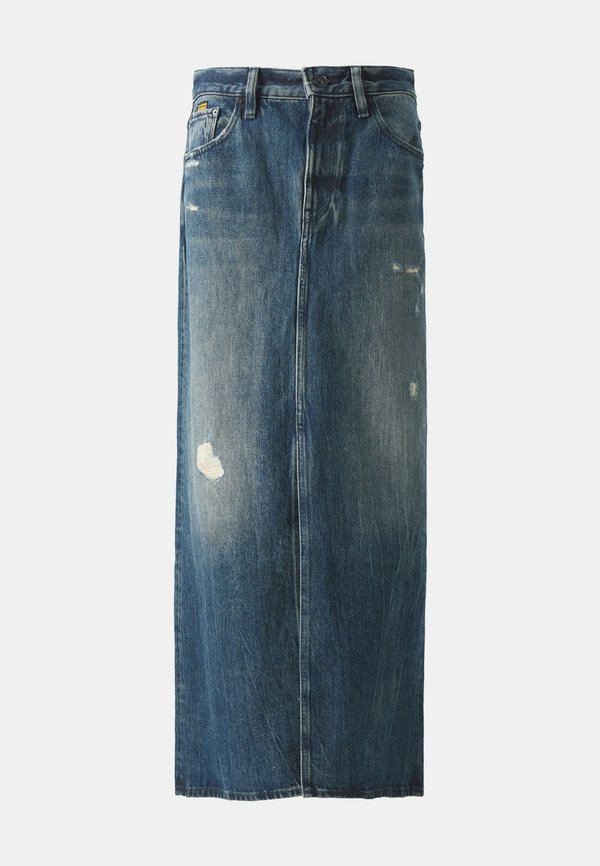 VIKTORIA LONG - Denim skirt - worn in mountain dusk destroyed4