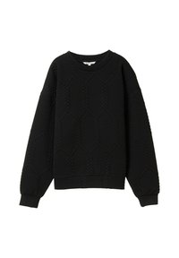 TOM TAILOR DENIM MIT ZOPFMUSTER - Sweatshirt - deep black