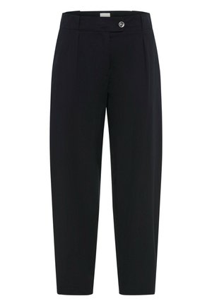 Sorte skræddersyede bukser med høj talje, lukning med knap og lige ben.