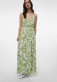Vero Moda VMMAGGIE SINGLET DRESS - Maksi suknelė - meadow green/white
