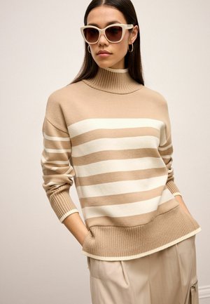 HIGH NECK STRIPE PETITE - Pullover - neutral ecru cream