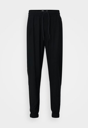 LINEN BLEND JOGGER - Tygbyxor - black