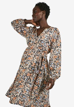 FLORAL SLEEVE REGULAR FIT - Hverdagskjole - black